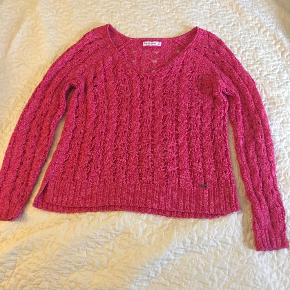 Abercrombie & Fitch Sweater Loose Knit Pink Size M - Picture 4 of 13